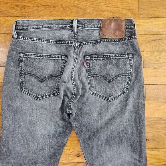 Levis 501 Straight Leg Jeans Men's 32x32 Dark Wash Grey Denim - Picture 6 of 9